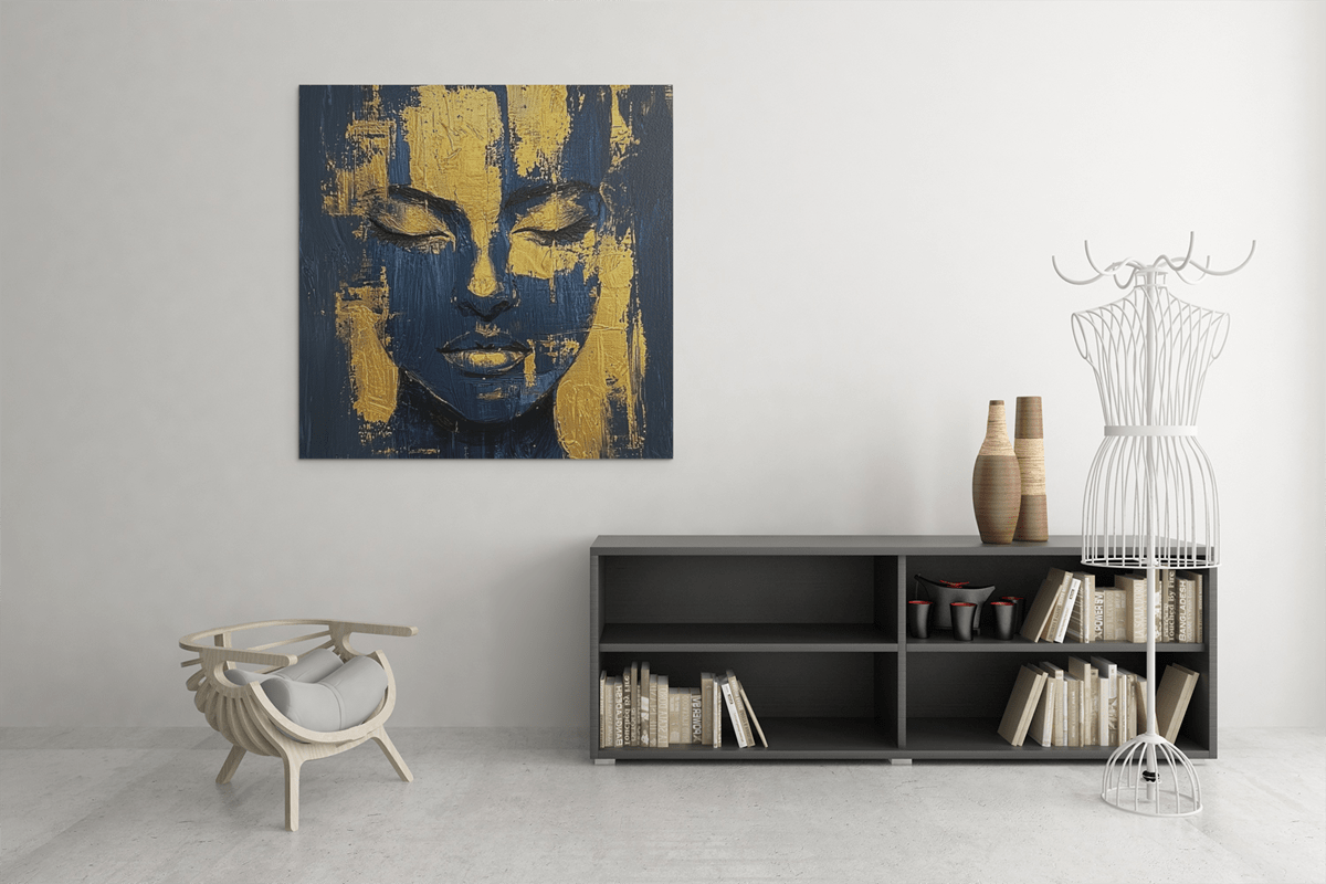 OEFE 1215 vrouw goud grijs canvas schilderij c