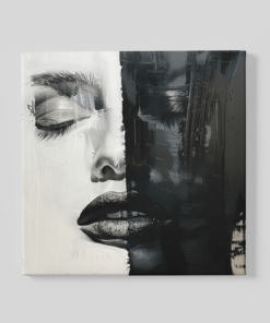 Vrouw Zwart Wit Vierkant Schilderij