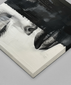 Vrouw Zwart Wit Vierkant Schilderij - Afbeelding 3