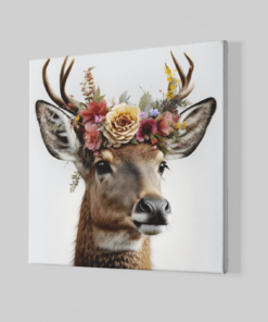 Alternative view of Hert met Bloemen Canvas Schilderij