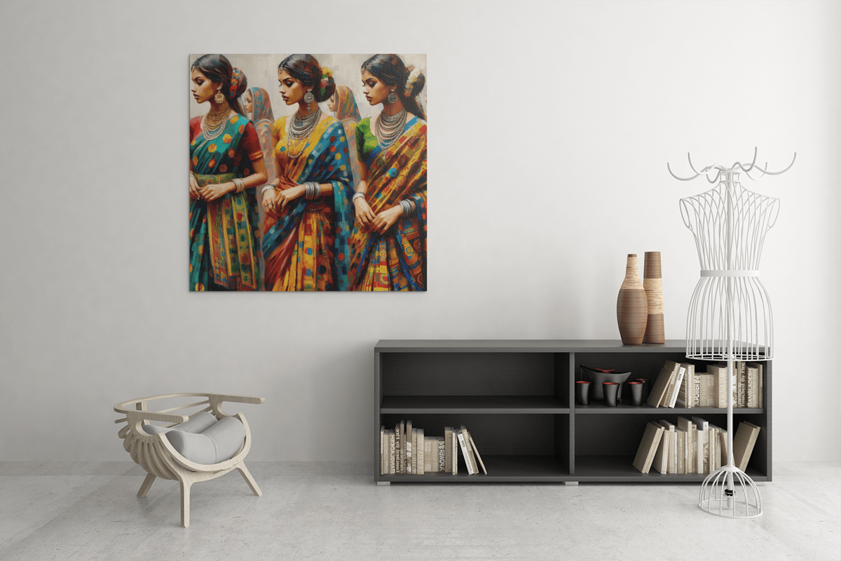 OEFE 1225 drie vrouwen canvas schilderij c