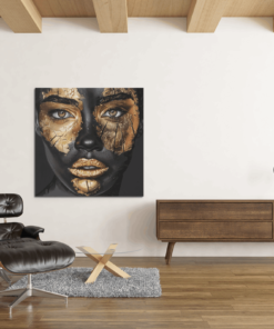 OEFE 1228 canvas schilderij vierkant gouden make up a