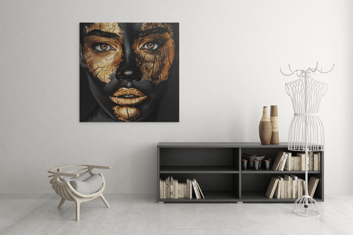 OEFE 1228 canvas schilderij vierkant gouden make up c
