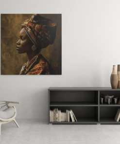 Afrikaanse Vrouw Vierkant Schilderij - Afbeelding 4