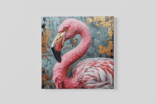 OEFE 1231 flamingo vierkant canvas schilderij b