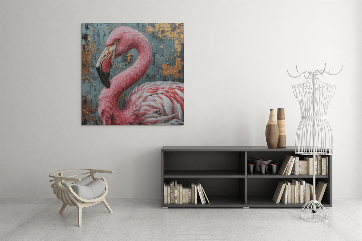 OEFE 1231 flamingo vierkant canvas schilderij c