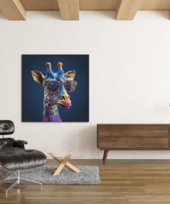 Coole Giraffe Vierkant Schilderij - Afbeelding 4