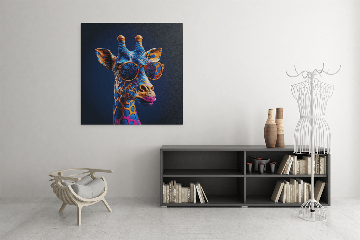 OEFE 1232 coole giraffe vierkant canvas schilderij c