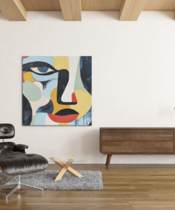 OEFE 1234 abstracte gezicht vierkan schilderij a