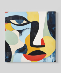 Abstracte Gezicht Vierkant Schilderij