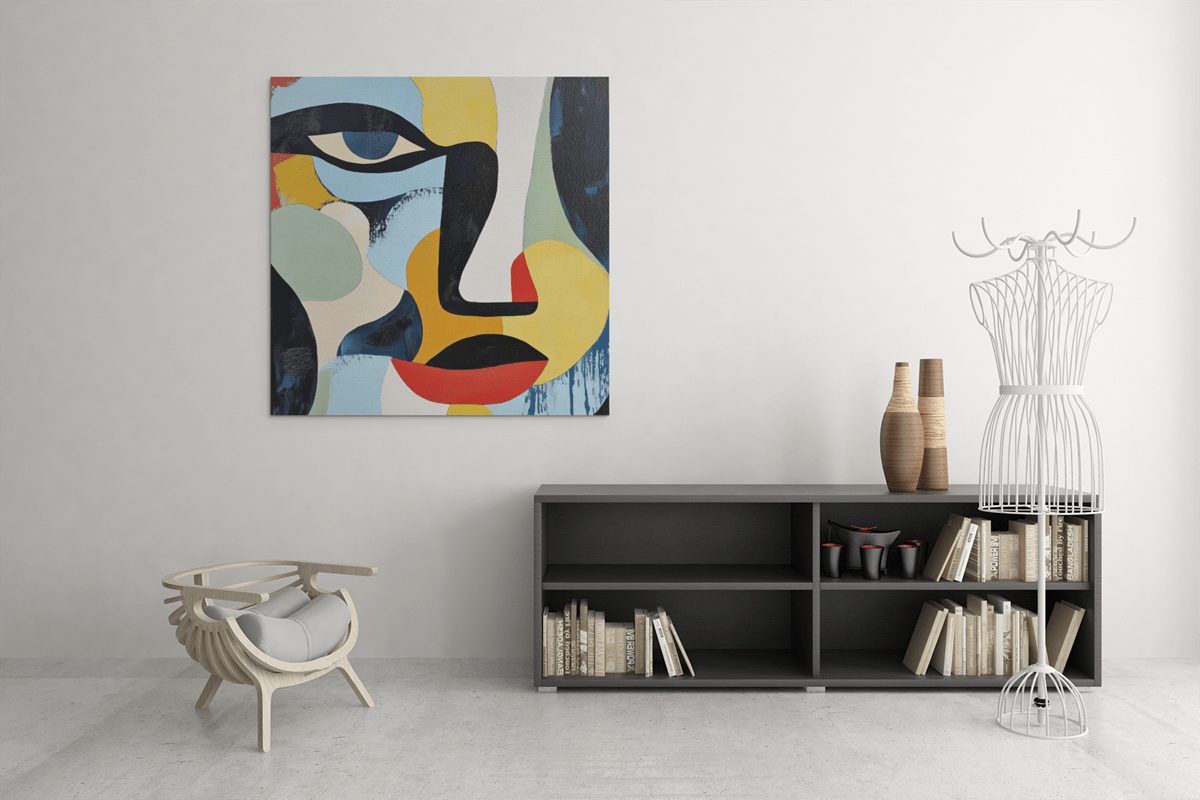 OEFE 1234 abstracte gezicht vierkan schilderij c