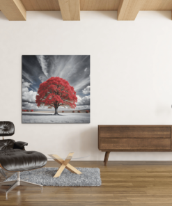 OEFE 1236 rode boom vierkant schilderij a