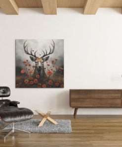 OEFE 1242 her en bloemen canvas schilderij a