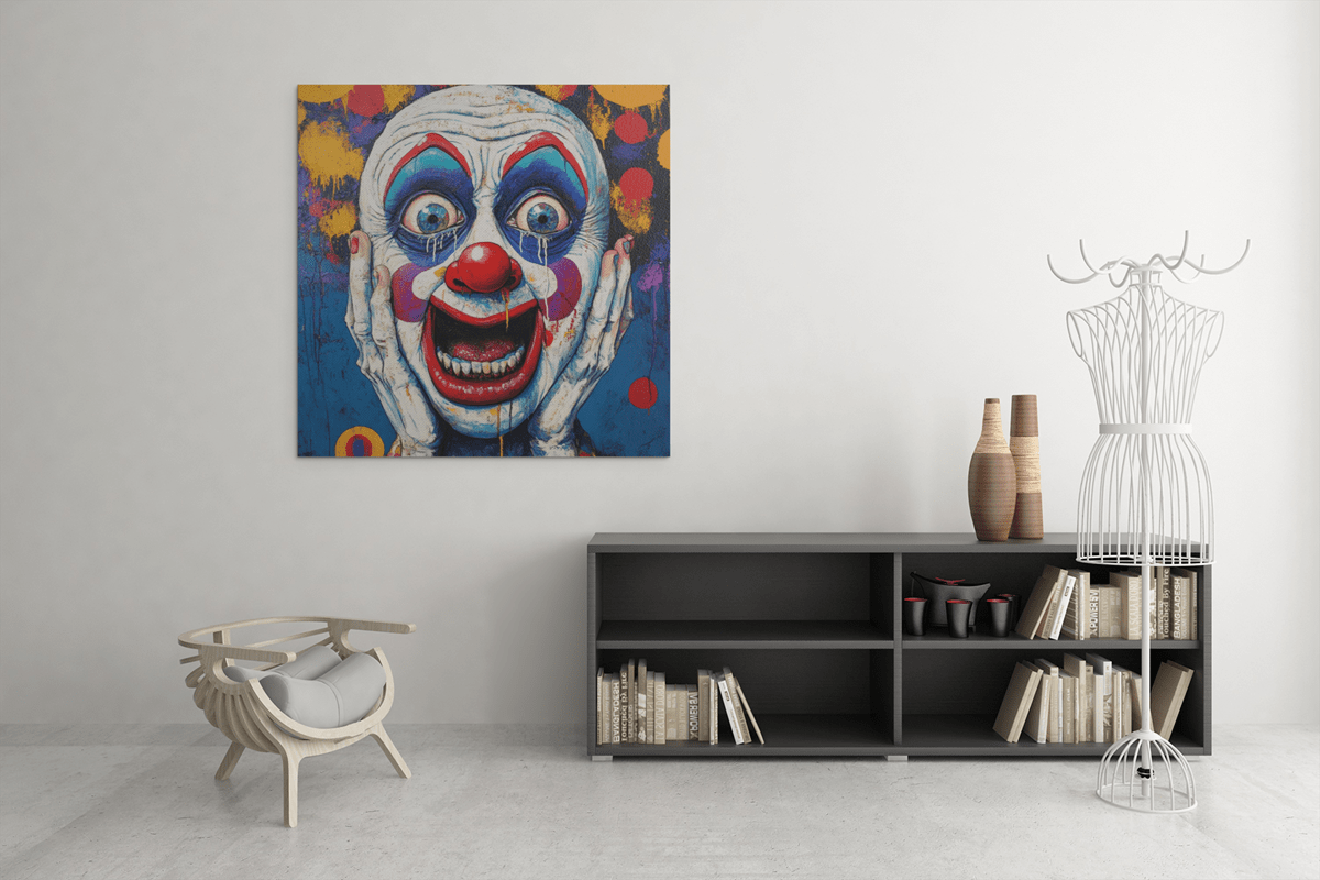 OEFE 1246 clown vierkant canvas schilderij b