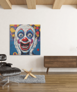 Clown Vierkant Canvas Schilderij - Afbeelding 4