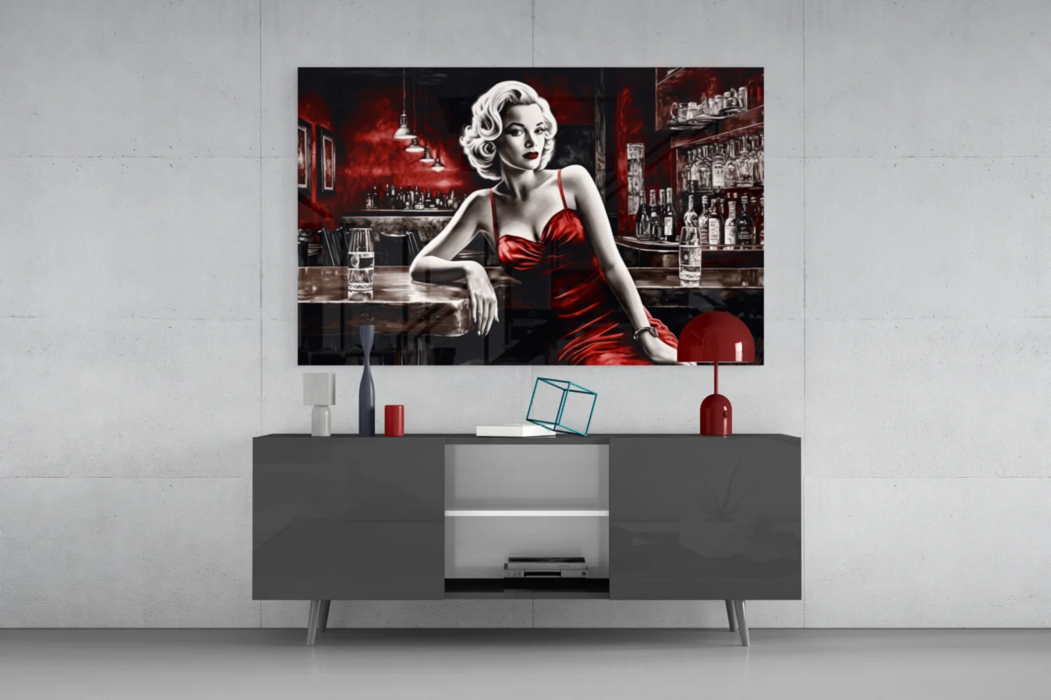 dsg 6011 glasschilderij marilyn aan de bar