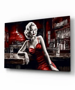 Marilyn aan de bar Glasschilderij