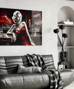 Marilyn aan de bar Glasschilderij - Afbeelding 5