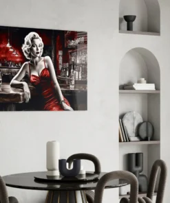 Marilyn aan de bar Glasschilderij - Afbeelding 6