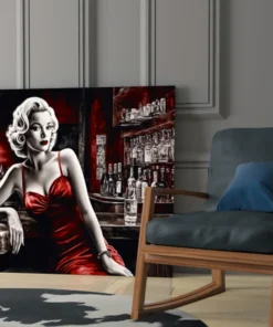 Marilyn aan de bar Glasschilderij - Afbeelding 7