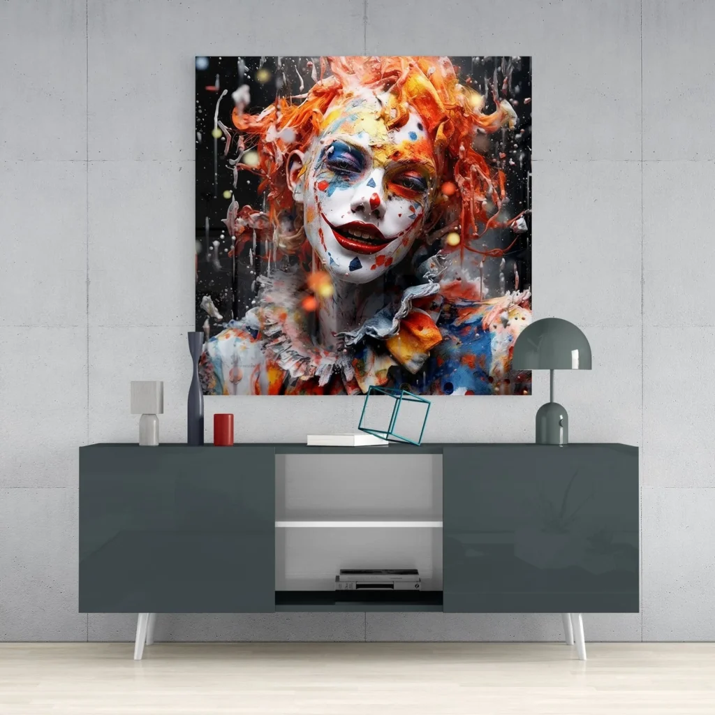 sdn 3005 clown vierkant glasschilderij