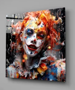 Alternative view of Clown Vierkant Glasschilderij