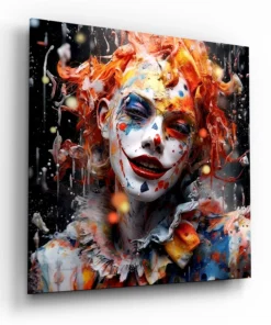 Clown Vierkant Glasschilderij