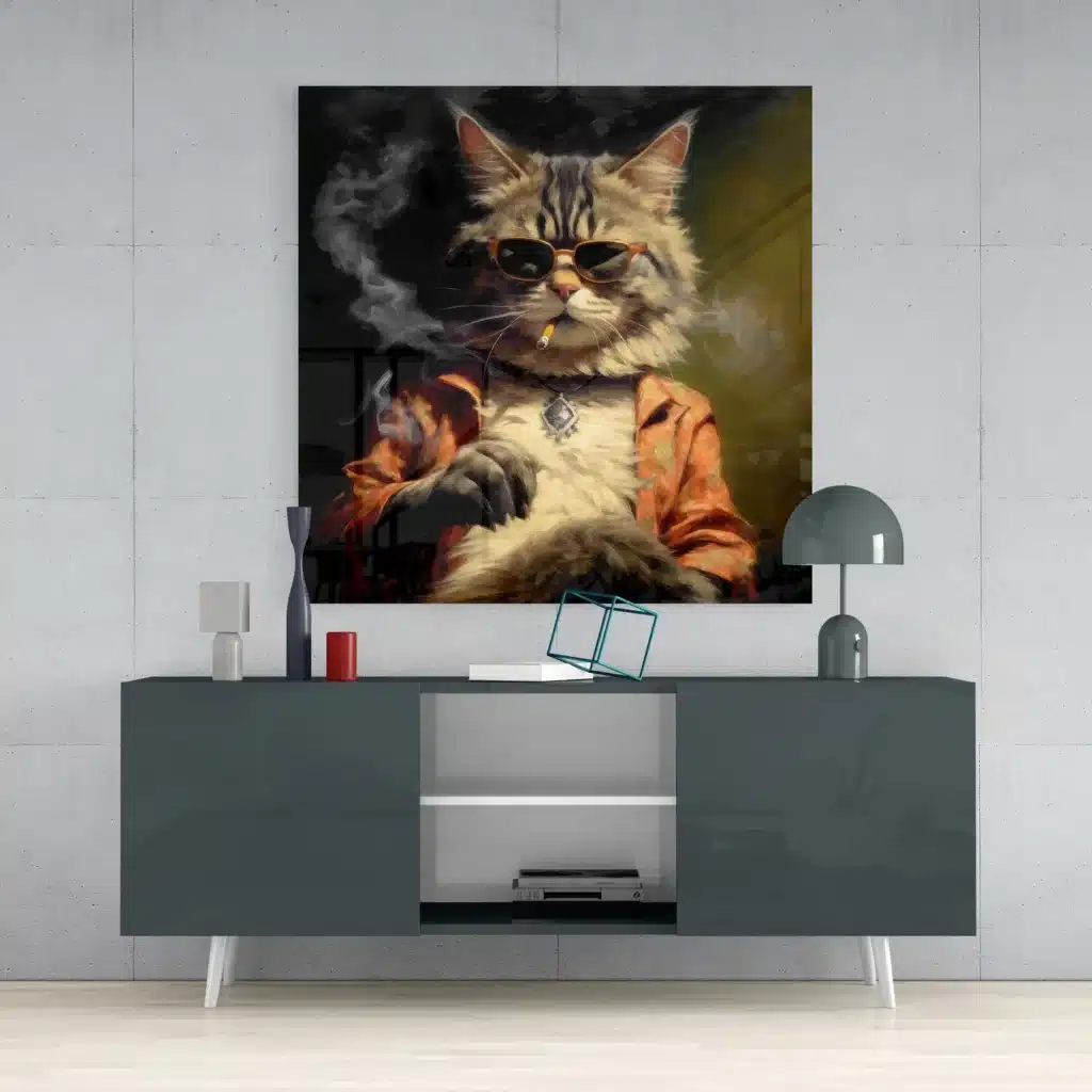 sdn 3031 coole kat smoking glasschilderij