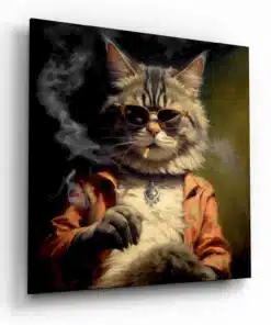 Coole Kat Smoking Glasschilderij