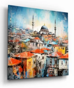 Istanbul Vierkant Glasschilderij