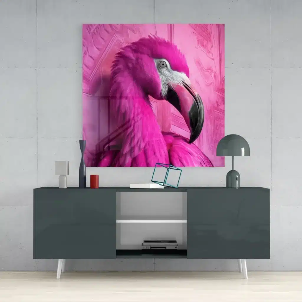 sdn 3097 1 roze flamingo glasschilderij