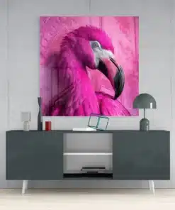 Roze Flamingo Glasschilderij - Afbeelding 4