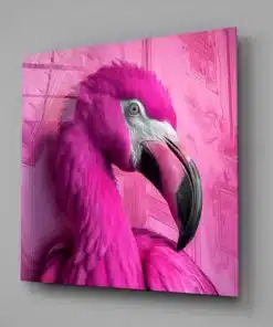 Alternative view of Roze Flamingo Glasschilderij