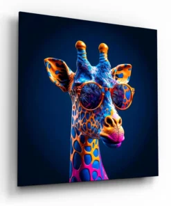 Coole Giraffe Glasschilderij