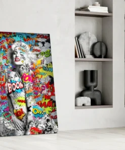 zdy 3018 g 1 marilyn monroe graffiti glasschilderij