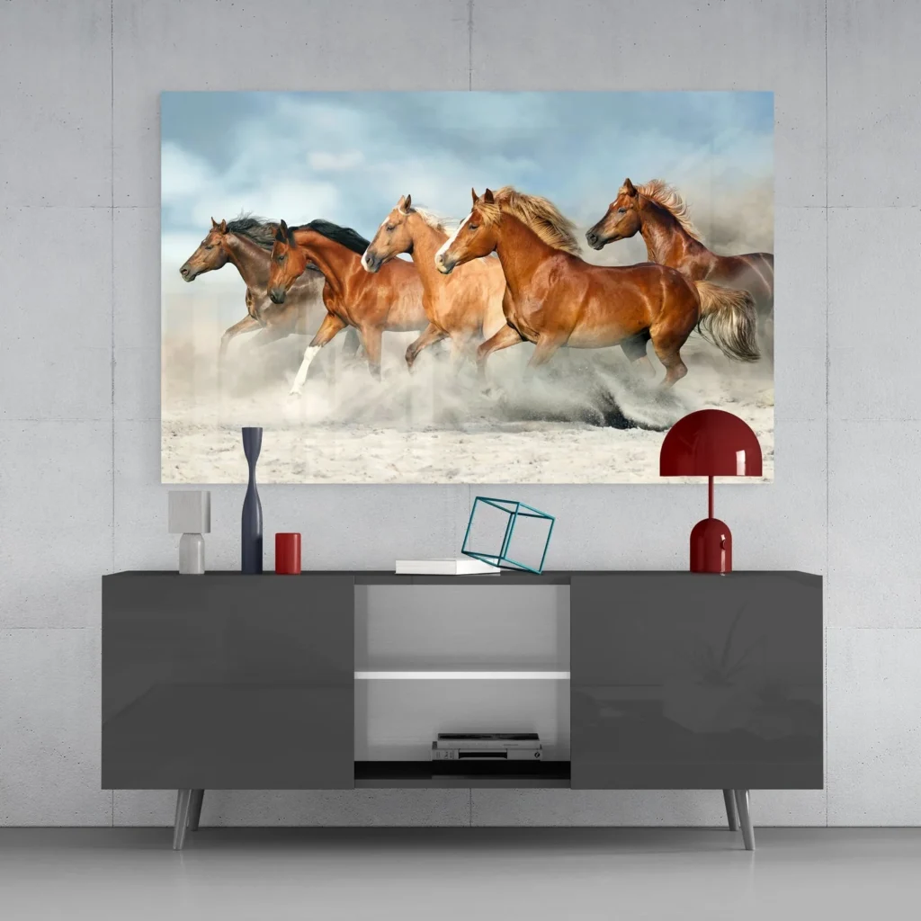 Glasschilderij met Paarden