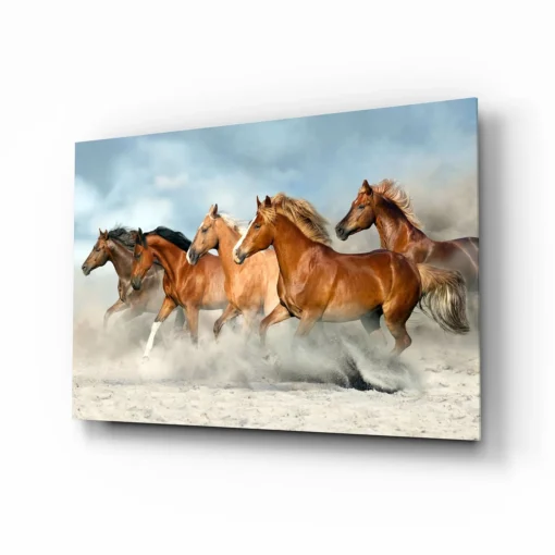 zdy 3033 b 1 bruine paarden glasschilderij