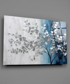 Alternative view of Boom met Witte Bladeren Glasschilderij