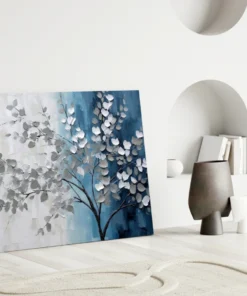 Boom met Witte Bladeren Glasschilderij - Afbeelding 4