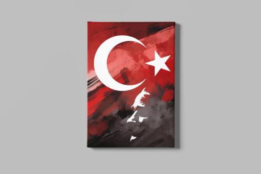 ALIVA 1398 turkse vlag met ataturk silhouet canvas schilderij