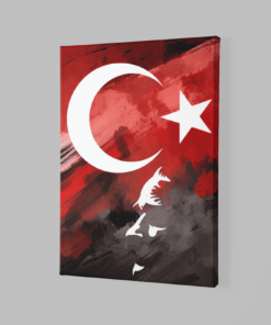 ALIVA 1398 turkse vlag met ataturk silhouet canvas schilderij a