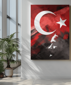 ALIVA 1398 turkse vlag met ataturk silhouet canvas schilderij d