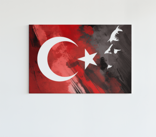 ALIVA 1399 turkse vlag met ataturk silhouet canvas schilderij