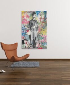 ALIVA 1416 graffiti charlie chaplin canvas schilderij b