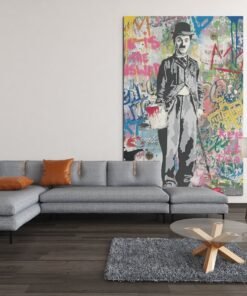 ALIVA 1416 graffiti charlie chaplin canvas schilderij c