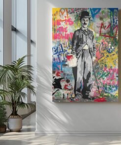 ALIVA 1416 graffiti charlie chaplin canvas schilderij d