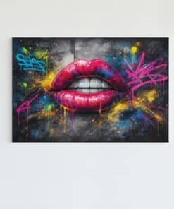 Graffiti Lippen Canvas Schilderij