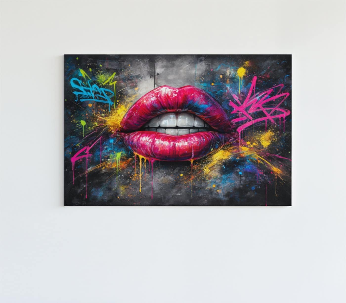 Graffiti Lippen Canvas Schilderij