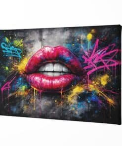 Alternative view of Graffiti Lippen Canvas Schilderij