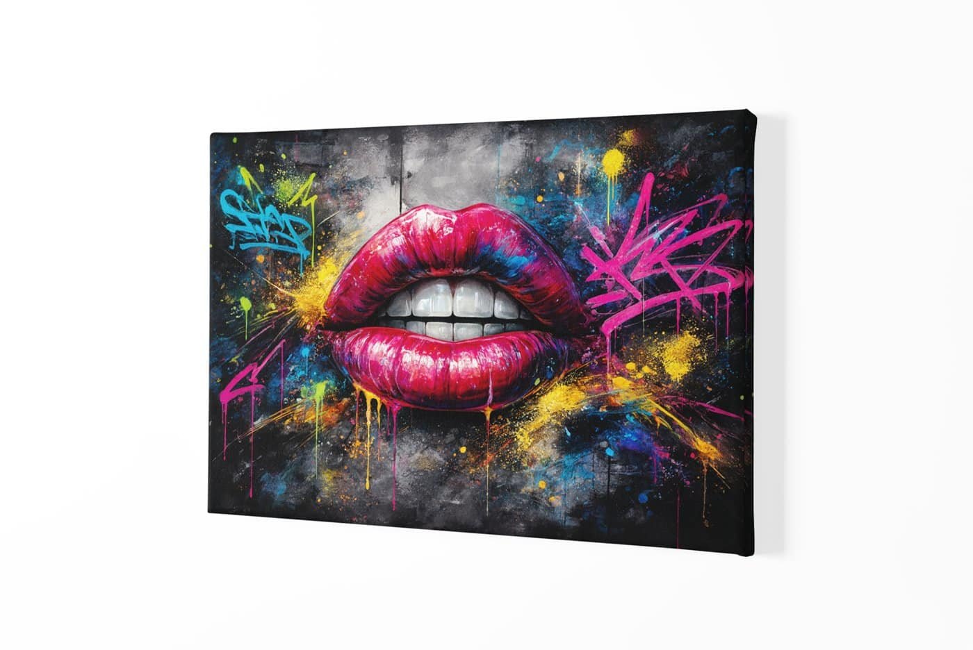 Graffiti Lippen Canvas Schilderij - Afbeelding 2